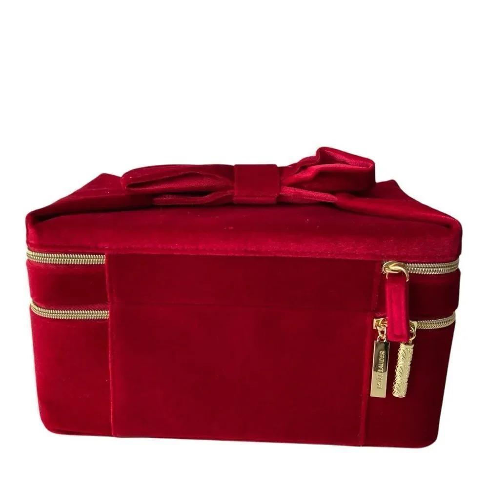 Estee Lauder Luxurious Red Velvet Makeup/Cosmetics Box Bag with Bow